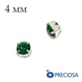 Шатоны PRECIOSA пришивные хрустальные, размер ss-16 (4 мм), цвет Emerald/silver, 12 штук/упаковка, Чехия