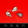 Стразы Капля 13*8 мм бесцветный прозрачный/оправа серебро, 1 штука