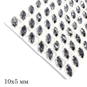 Стразы Наветт Премиум 10*5 мм серый/серебристый (Black Diamond/silver) 1 штука Стразы Наветт Премиум 10*5 мм серый/серебристый (Black Diamond/silver) 1 штука