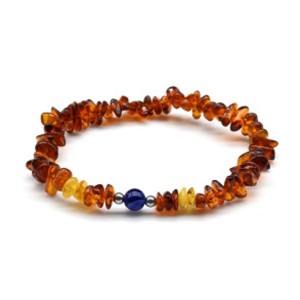 Браслет янтарный с агатом тонированным шарик 6мм цвет коньячный