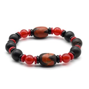 Браслет "Дзи Зубы Тигра" бочонок 13*18мм с агатом глазковым матовым шарик 12мм