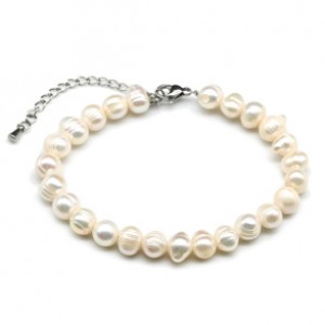 Браслет женский из жемчуга шарик 6-7мм цвет белый, 18см
