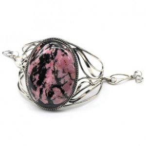 Браслет из родонита " Овал ", 18 см.