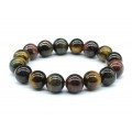 Браслет шарик 12мм из тигрового, бычьего, соколиного глаза