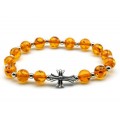 Браслет из янтаря шарик 8мм с крестиком цвет медовый (иск.) Браслет из янтаря шарик 8мм с крестиком цвет медовый (иск.)