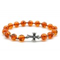 Браслет из янтаря шарик 8мм с крестиком цвет коньячный (иск.) Браслет из янтаря шарик 8мм с крестиком цвет коньячный (иск.)