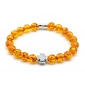 Браслет из янтаря шарик 8мм с крестиком цвет медовый (иск.) Браслет из янтаря шарик 8мм с крестиком цвет медовый (иск.)