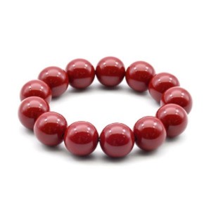 Браслет из полимера шарик 18мм цвет красный (иск.)