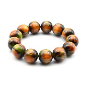 Браслет из полимера шарик 18мм цвет рыжий (иск.)