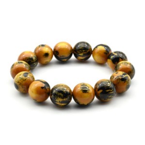 Браслет из полимера шарик 16мм цвет желтый (иск.)