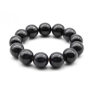 Браслет из полимера шарик 18мм цвет черный (иск.)