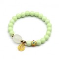 Браслет с подвеской "На удачу" шарик 8мм цвет салатовый (иск.)