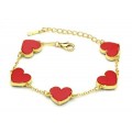 Браслет-цепочка "Сердечки" цвет красный, 17см (иск.) Браслет-цепочка "Сердечки" цвет красный, 17см (иск.)