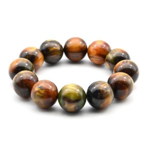 Браслет из полимера шарик 20мм цвет рыжий (иск.)