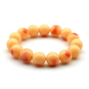 Браслет шарик 13,5мм из полимера цвет персиковый (иск.)