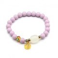 Браслет с подвеской "На удачу" шарик 8мм цвет сиреневый (иск.)
