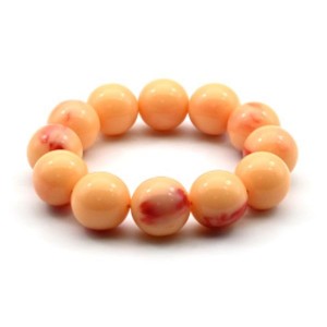 Браслет из полимера шарик 20мм цвет персиковый (иск.)