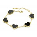 Браслет-цепочка "Сердечки" цвет черный, 17см (иск.)