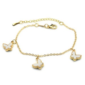 Браслет-цепочка с Кулонами "Бабочки" цвет белый, 19см (иск.)