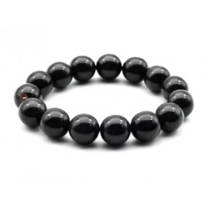 Браслет шарик 13,5мм из полимера цвет черный (иск.)
