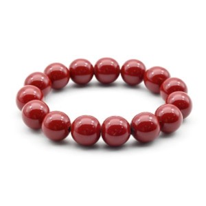 Браслет шарик 13,5мм из полимера цвет красный (иск.)