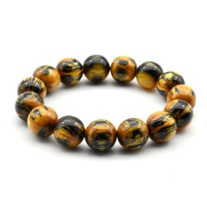 Браслет шарик 13,5мм из полимера цвет желтый (иск.)