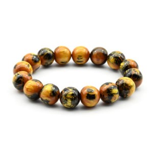 Браслет шарик 12мм из полимера цвет желтый (иск.)