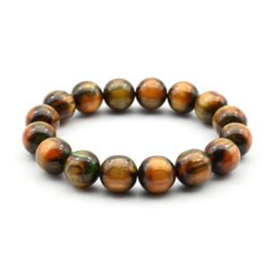 Браслет шарик 12мм из полимера цвет рыжий (иск.)