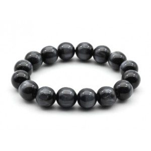 Браслет шарик 12мм из полимера цвет графит (иск.)