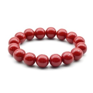 Браслет шарик 12мм из полимера цвет красный (иск.)