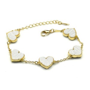 Браслет-цепочка "Сердечки" цвет белый, 17см (иск.)