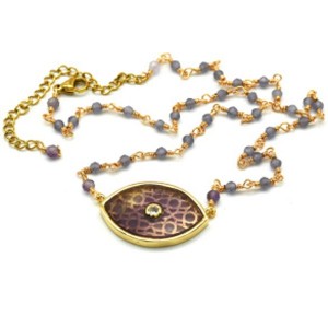 Кулон Око 27*18мм на чокере из аметиста, 40см