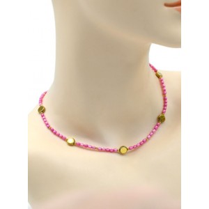 Чокер из жемчуга овал 3*4мм, круг 8мм цвет розовый, 39см