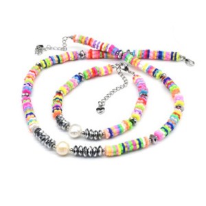 Чокер с браслетом из каучука с жемчугом цвет ассорти 39см. 18см (иск.)