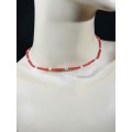 Чокер из циркона с майоркой рондель гр.3*2мм цвет алый, 37см (иск.)