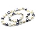 Комплект: бусы, браслет из майорки овал 13*15мм цвет черный, серый, белый, 47; 20см (иск.)