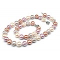 Комплект: бусы, браслет из майорки овал 15*13мм цвет белый, розовый, рыжий, 46; 20см (иск.)