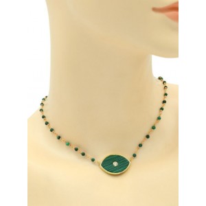 Кулон Око 27*18мм на чокере из малахита искусственного, 40см (иск.)