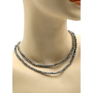 Бусы-браслет на резинке из циркона кукуруза гр.4мм цвет пирит, 84см (иск.)