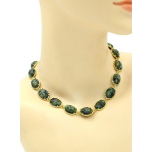 Колье в металле с хризоколлой, 40см Колье в металле с хризоколлой, 40см