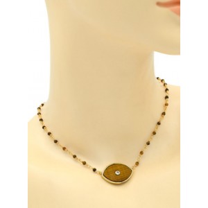 Кулон Око 27*18мм на чокере из тигрового глаза, 40см Кулон Око 27*18мм на чокере из тигрового глаза, 40см