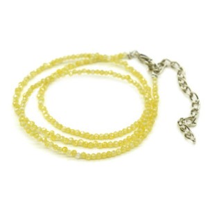 Чокер из граненых мелких бусин 2мм, фианит цвет лимонный, 38,5см (иск.)