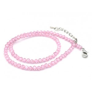 Чокер из фианитов шарик гр.4мм, цвет розовый, 39см (иск.)