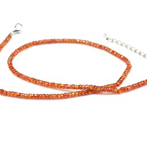 Чокер из фианитов рондель гр.3*2мм, цвет оранжевый, 41см (иск.)