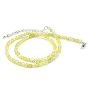 Чокер из фианитов шарик гр.4мм, цвет фисташковый, 39,5см (иск.)