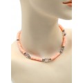 Чокер из каучука с цирконом цвет персиковый, 40см (иск.)