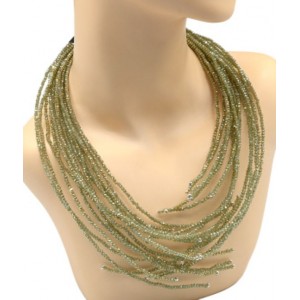 Колье -пластрон Лапы из циркона 20 нитей цвет оливковый, 50см (иск.)