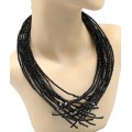 Колье -пластрон Лапы из циркона 20 нитей цвет черный, 50см (иск.)