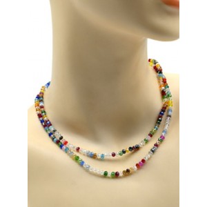 Бусы-браслет на резинке из циркона кукуруза гр.4мм ассорти, 84см (иск.)