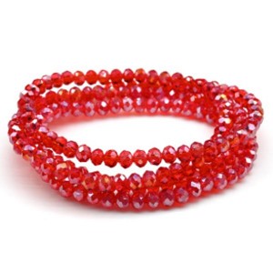 Бусы-браслет на резинке из циркона кукуруза гр.6мм красный хамелеон, 86см (иск.)